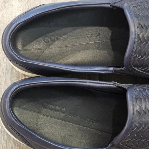 ECCO Soft 7 Woven Leather Slip On Sneakers Women 39 US 8 - 8.5 Black Casual - Picture 8 of 12